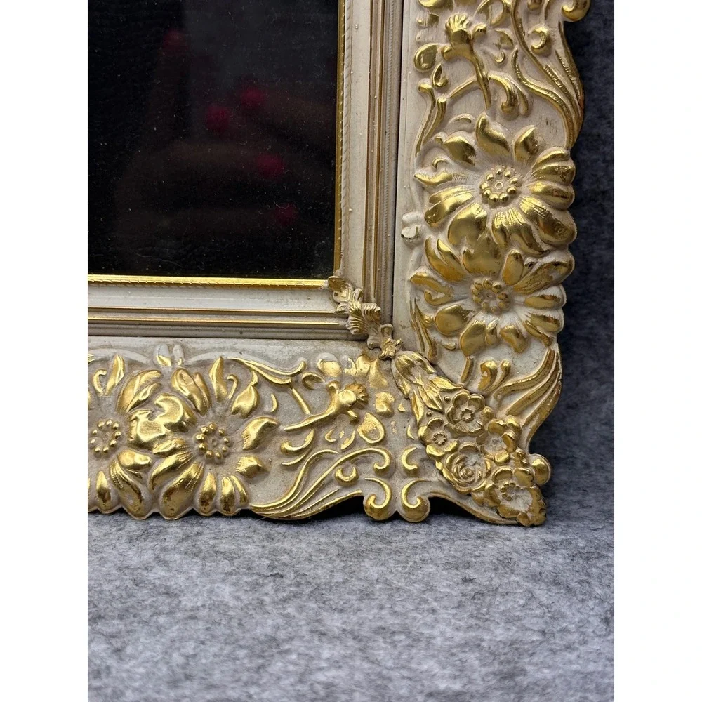 Vintage Ornate Gold Cream Floral Picture Frame Baroque 8x10 Tabletop Wall Decor